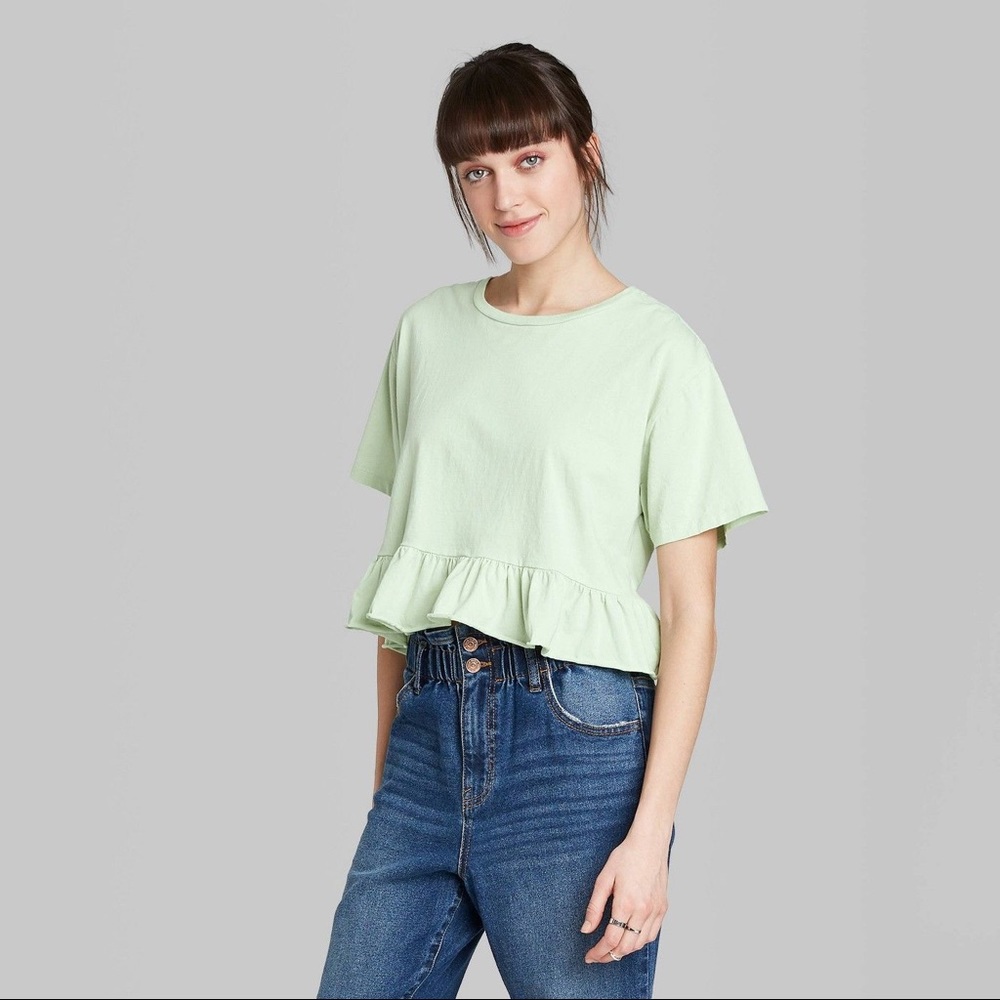 Wild fable green ruffle top